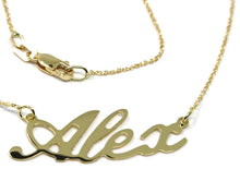 Load image into Gallery viewer, 18K YELLOW GOLD NAME NECKLACE, ALEX, MINI ROLO CHAIN 0.5mm 42 cm, MADE IN ITALY.
