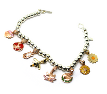 Load image into Gallery viewer, BRACELET &amp; VIOLET WATER LILY TULIP POPPY SUNFLOWER LOTUS DAISY 9K GOLD PENDANTS.
