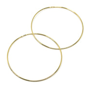 18K YELLOW GOLD ROUND CIRCLE HOOP EARRINGS DIAMETER 40 MM x 1 MM, MADE IN ITALY.