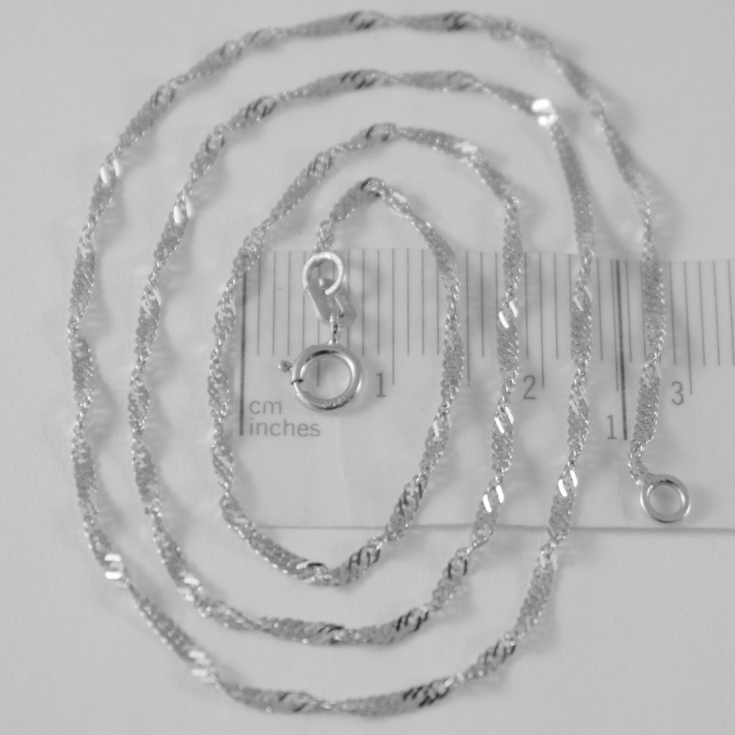 SOLID 18K WHITE GOLD SINGAPORE BRAID ROPE CHAIN 16 INCHES, 2 MM MADE IN ITALY.