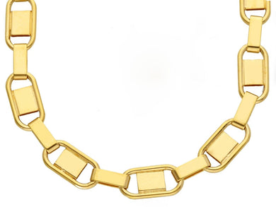 18K YELLOW GOLD CHAIN SQUARED OVAL FLAT BIG 7mm LINKS, 24