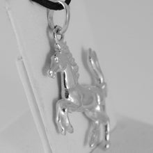 Load image into Gallery viewer, 18k white gold rounded horse pendant charm 32 mm smooth bright made in Italy.
