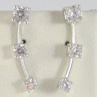 18k white gold pendant trilogy earrings or ear clamp along lobe sideways climber.