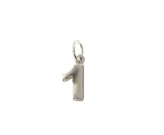 18k white gold number 1 one small pendant charm, 0.4