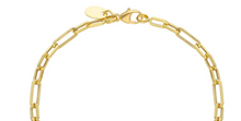 Cargar imagen en el visor de la galería, 18K YELLOW GOLD CHAIN NECKLACE SQUARED OVAL PAPER CLIP 3x6mm &amp; 3x10mm LINK, 18&quot;.
