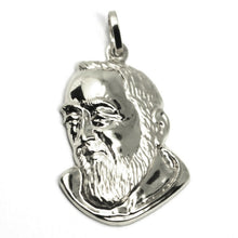 Load image into Gallery viewer, 18k yellow gold pendant, Saint Pio of Pietrelcina face, 29mm satin very detailed
