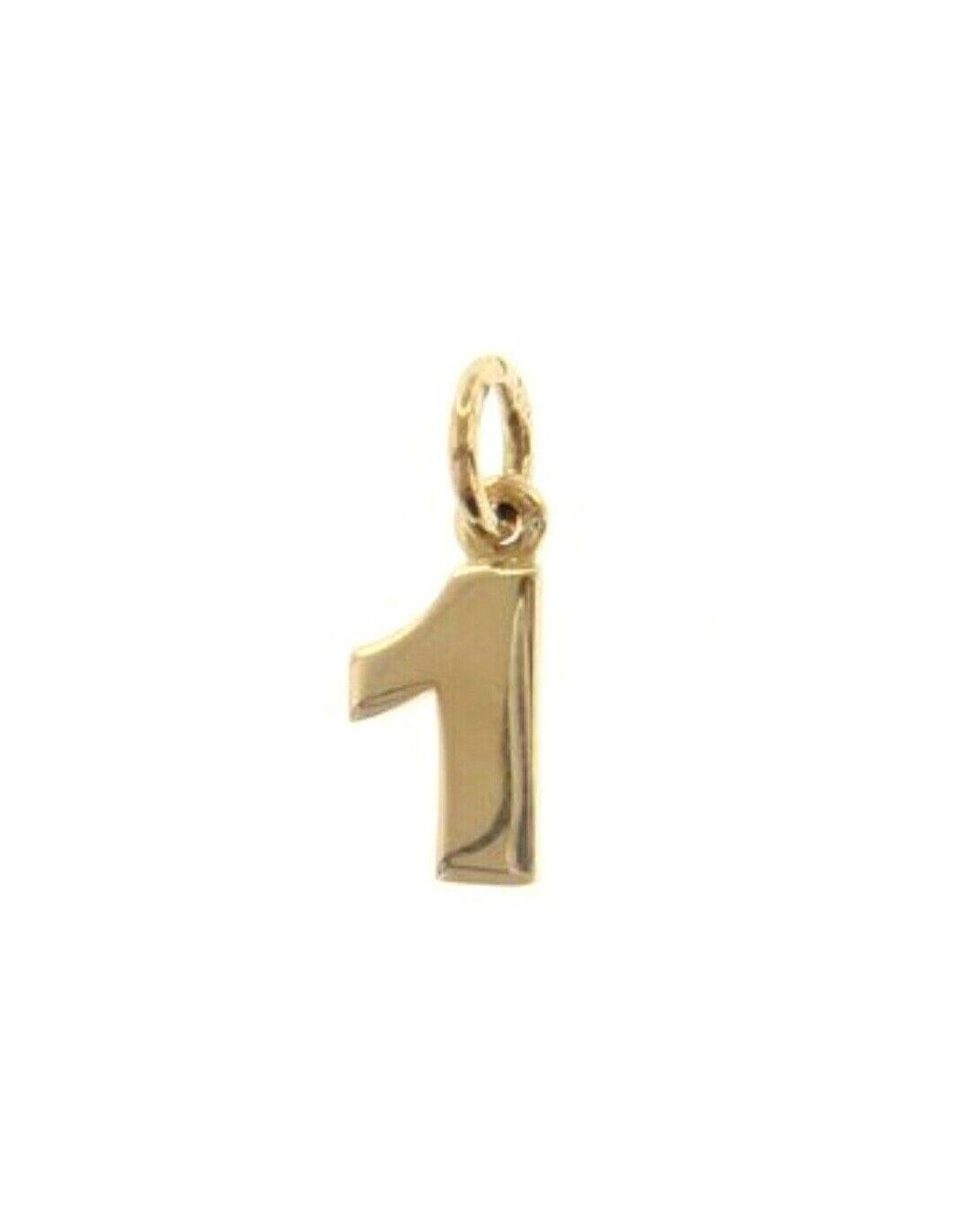 18k yellow gold number 1 one small pendant charm, 0.4