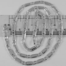 Load image into Gallery viewer, 18k white gold chain flat gourmette alternate 4 mm oval link 19.7 made in Italy.
