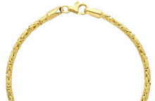 Load image into Gallery viewer, 18k yellow gold rounded tubolar thin 2.5mm byzantine chain necklace, 45cm 18&quot;.
