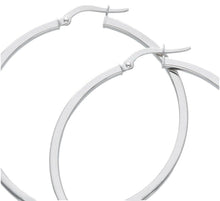 Load image into Gallery viewer, 18k white gold circle earrings diameter 40 mm with square tube, made in Italy
