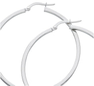 18k white gold circle earrings diameter 40 mm with square tube, made in Italy.