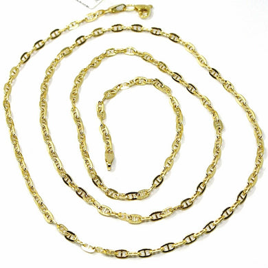 9K YELLOW GOLD CHAIN MARINER FLAT OVAL LINKS 2.7 MM THICKNESS, 18 INCHES, 45 CM.