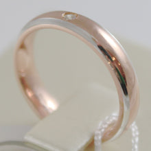 Load image into Gallery viewer, 18k rose &amp; white gold wedding band unoaerre ring 4 mm with diamond made in Italy.
