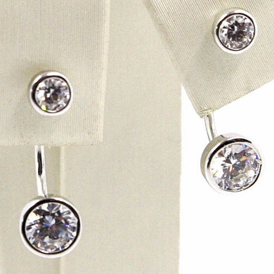 18k white gold pendant solitaire earrings alternate double zirconia.