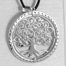 Load image into Gallery viewer, 18k white gold tree of life pendant, 1.22 inches, zirconia
