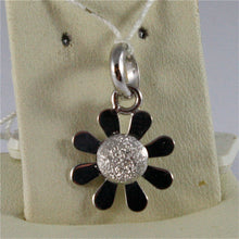 Load image into Gallery viewer, SOLID 18K WHITE GOLD PENDANT, 0,71 In, FLOWER SHAPE, DIAMOND-WORKED, CHARM..
