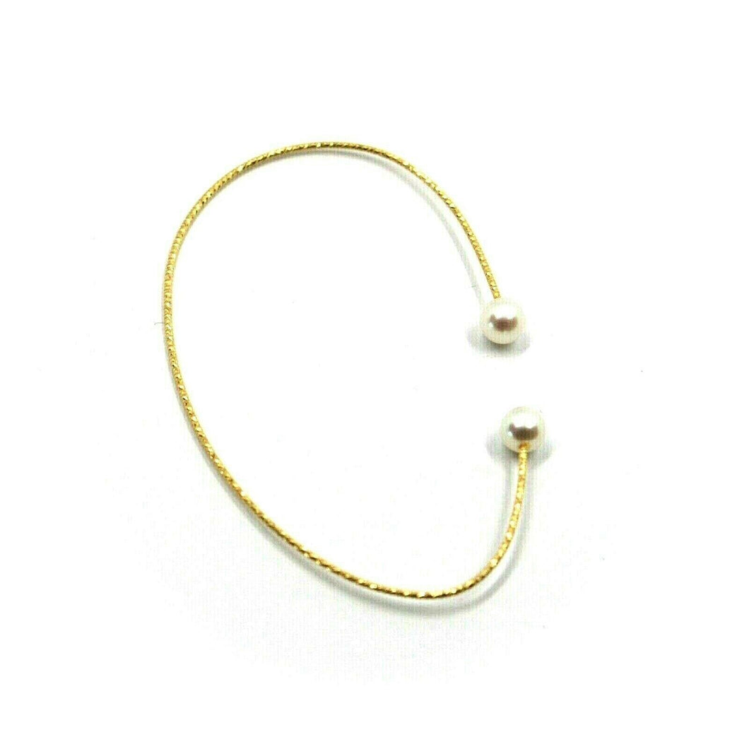 18k yellow gold magicwire mono single earring elastic worked pearls without hole.