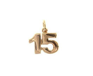 18k rose gold number 15 one fifteen pendant charm, 0.4