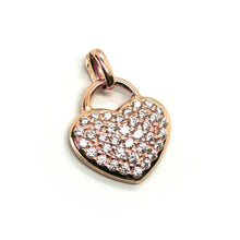Load image into Gallery viewer, 18K ROSE GOLD 16mm 0.63&quot; ROUNDED HEART, ZIRCONIA PENDANT.
