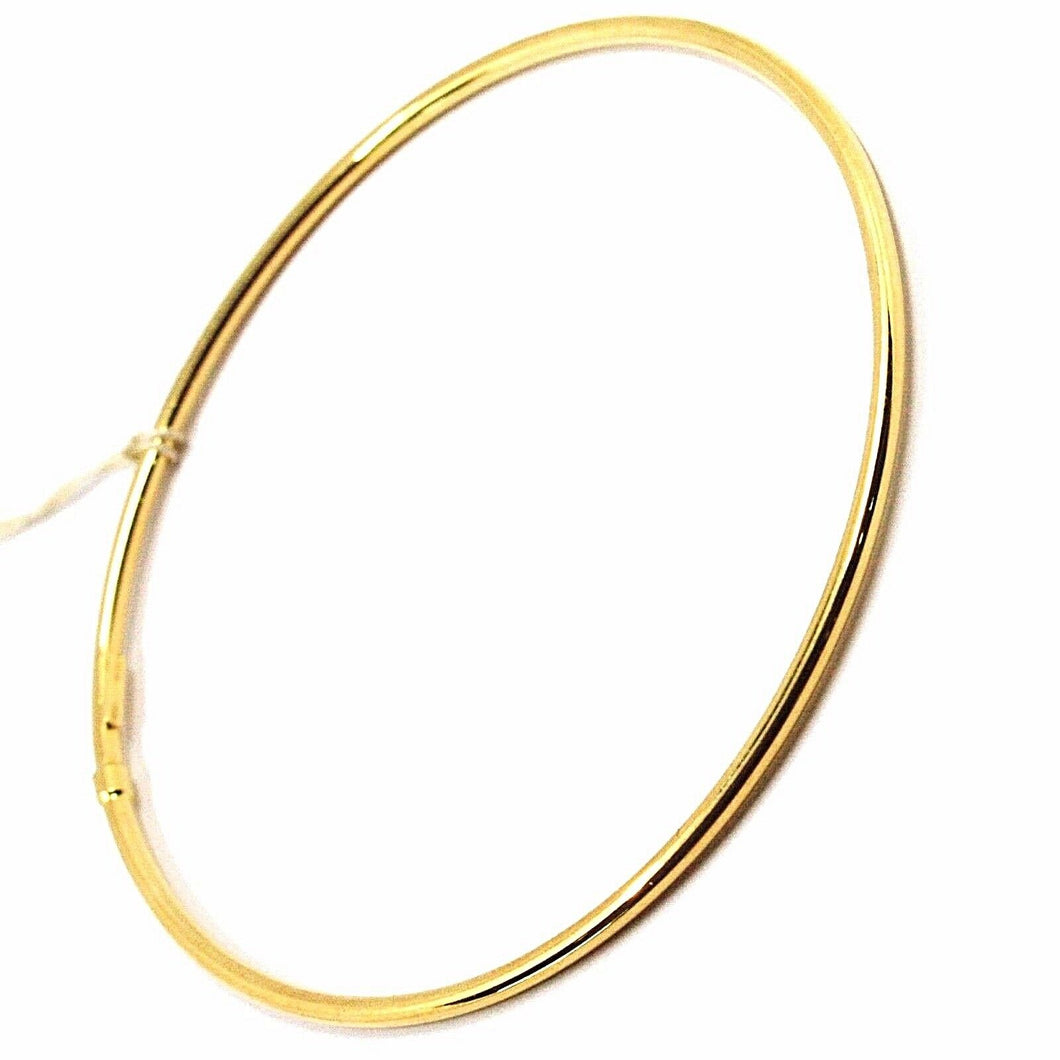 18k yellow gold bracelet, rigid, bangle, 2 mm thickness, smooth, made in Italy.