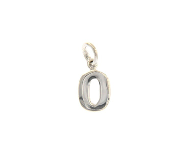 18k white gold number 0 zero small pendant charm, 0.4