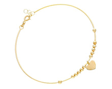 Load image into Gallery viewer, 18K YELLOW GOLD RIGID BANGLE CABLE TUBE BRACELET, SPHERES, PENDANT FLAT HEART.
