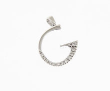 Load image into Gallery viewer, 18k white gold pendant charm initial G letter G and cubic zirconia.
