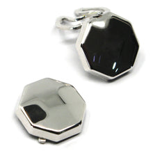 Load image into Gallery viewer, 18k white gold button covers, faceted octagon, made in Italy.
