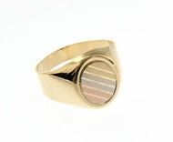 18K YELLOW WHITE ROSE GOLD BAND MAN RING OVAL SATIN LUMINOUS MADE IN ITALY.