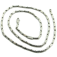 18k white gold chain necklace rounded alternate tube links, length 60 cm, 24