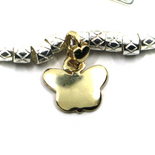 Load image into Gallery viewer, 925 STERLING SILVER TUBES CUBES BRACELET, 9K YELLOW GOLD 10mm BUTTERFLY PENDANT.
