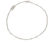 18K WHITE GOLD BRACELET SMALL BONE 1.3x8mm ROUNDED TUBE LINK 7.5