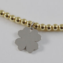 Load image into Gallery viewer, 18k YELLOW WHITE GOLD BRACELET SMOOTH BRIGHT BALLS BALL &amp; CLOVER MADE IN ITALY.
