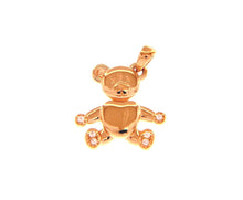 Load image into Gallery viewer, 18K ROSE GOLD 17mm 0.7&quot; ROUNDED TEDDY BEAR PENDANT WITH ZIRCONIA, CHARM.
