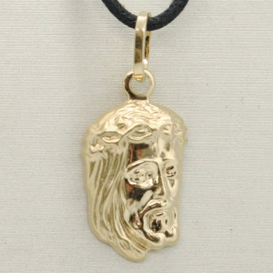 18K YELLOW GOLD JESUS FACE PENDANT CHARM 25 MM, 1 INCH, FINELY WORKED ITALY MADE.