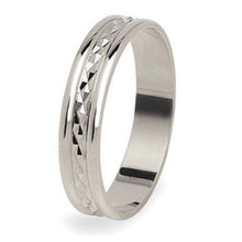 Load image into Gallery viewer, 18K WHITE GOLD WEDDING BAND 4.6mm THICK RING ENGAGEMENT PYRAMIDS DOUBLE BINARY
