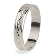 18K WHITE GOLD WEDDING BAND 4.6mm THICK RING ENGAGEMENT PYRAMIDS DOUBLE BINARY.