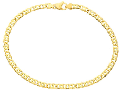 SOLID 18K YELLOW GOLD BRACELET FLAT 4mm TIGER EYE INFINITE LINK, 21 CM, 8.3