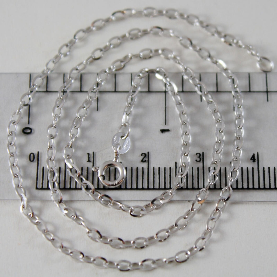18k white gold chain mini 2 mm rolo oval mirror link 15.75 inches made in Italy.