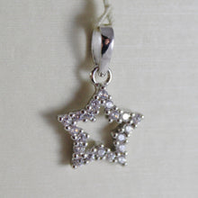 Load image into Gallery viewer, 18k white gold mini star pendant, length 0.63 inches, zirconia.
