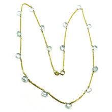 Load image into Gallery viewer, 18k yellow gold necklace drop faceted aquamarine pendant alternate, spiga chain
