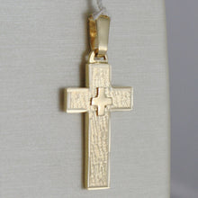 Load image into Gallery viewer, 18K YELLOW GOLD CROSS FINELY WORKED DOUBLE, SQUARED, SMOOTH, MADE IN ITALY.

