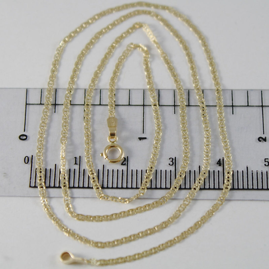 18K YELLOW GOLD CHAIN MINI OVAL FLAT WORKED MESH 1.5 MM, 15.75 IN. MADE IN ITALY.