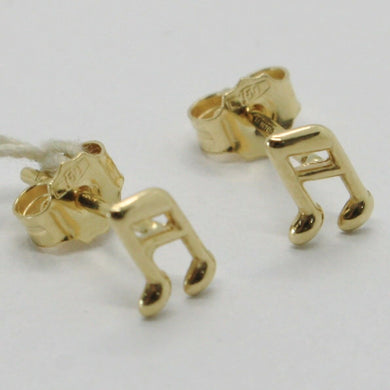 18K YELLOW GOLD EARRINGS, WITH MINI MUSICAL NOTE, LENGTH 7 MM, MADE IN ITALY.