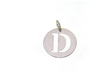 Load image into Gallery viewer, 18k white gold round medal with initial D letter D made in Italy diameter 0.5 in.
