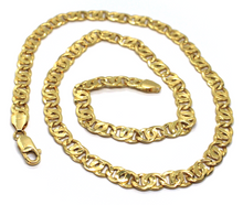 Load image into Gallery viewer, 18k yellow gold chain tiger eye infinity flat big links 8 mm, length 20&quot;, 50cm.
