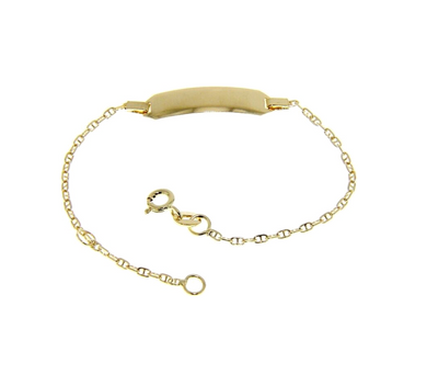 18k yellow gold  baby bracelet engraving plate crossed mariner chain 5.1-5.9