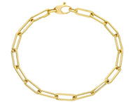 18K YELLOW GOLD BRACELET ROUNDED TUBE OVAL PAPER CLIP 3x9mm ITALY MADE 7.1