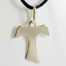 Load image into Gallery viewer, 18k yellow gold cross, Franciscan tau tao, Saint Francis, 1 inches made in Italy.
