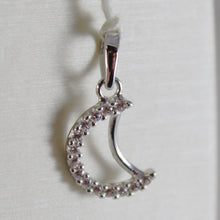 Load image into Gallery viewer, 18k white gold mini moon pendant, length 0.71 inches, zirconia
